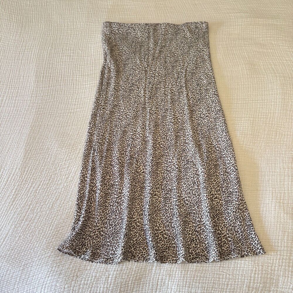 JENNI KAYNE Leopard Print Midi Skirt Womens Size Large Neutrals/Fall Colors